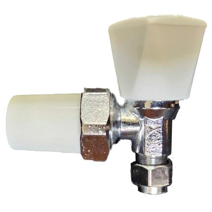 10mm Angled Thermostatic And Lockshield Radiator Valve - Chrome/White 2 10mm Angled Thermostatic And Lockshield Radiator Valve - Chrome/White - Image 2
