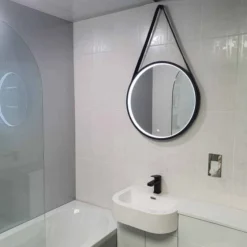 Granton 600 Round Matt Black Bluetooth Bathroom Mirror With Leather Strap - Highlife Bathrooms 11 Granton 600 Round Matt Black Bluetooth Bathroom Mirror With Leather Strap - Highlife Bathrooms -Roman Sales 20211005 120709 resized