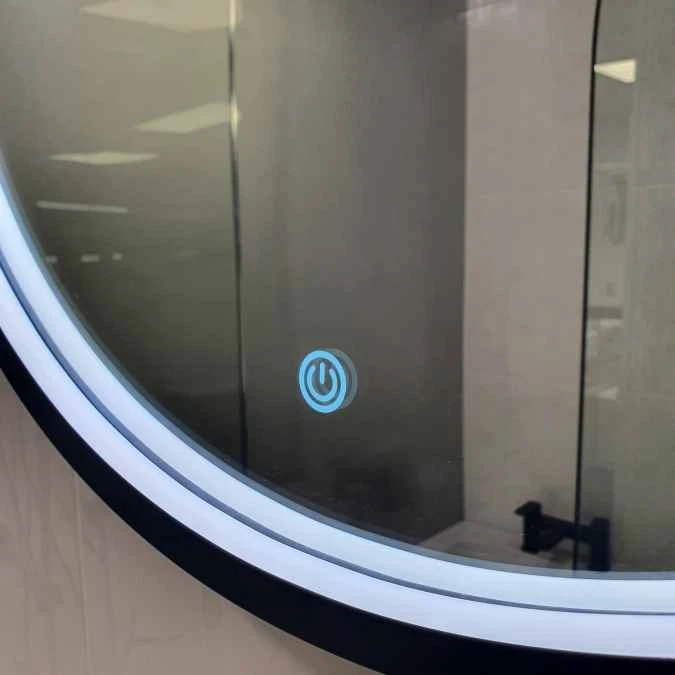 Granton 600 Round Matt Black Bluetooth Bathroom Mirror With Leather Strap - Highlife Bathrooms 6 Granton 600 Round Matt Black Bluetooth Bathroom Mirror With Leather Strap - Highlife Bathrooms - Image 6