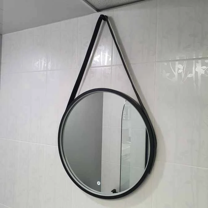 Granton 600 Round Matt Black Bluetooth Bathroom Mirror With Leather Strap - Highlife Bathrooms 3 Granton 600 Round Matt Black Bluetooth Bathroom Mirror With Leather Strap - Highlife Bathrooms - Image 3