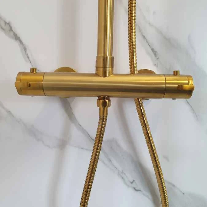 Signature Ripley Brushed Brass Round Thermostatic Dual Head Shower Set 4 Signature Ripley Brushed Brass Round Thermostatic Dual Head Shower Set - Image 4