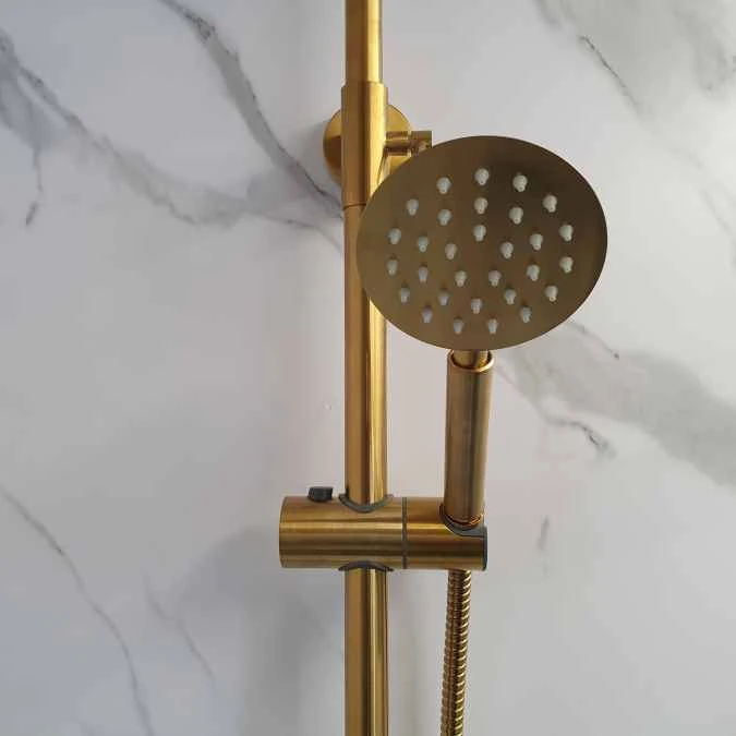 Signature Ripley Brushed Brass Round Thermostatic Dual Head Shower Set 5 Signature Ripley Brushed Brass Round Thermostatic Dual Head Shower Set - Image 5