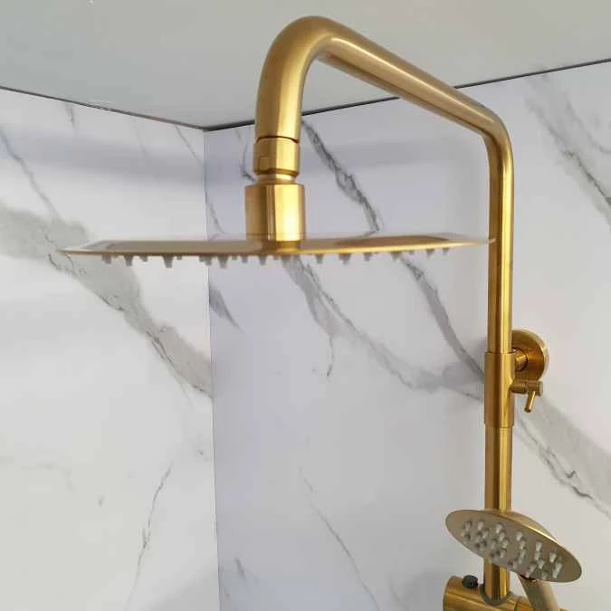 Signature Ripley Brushed Brass Round Thermostatic Dual Head Shower Set 6 Signature Ripley Brushed Brass Round Thermostatic Dual Head Shower Set - Image 6