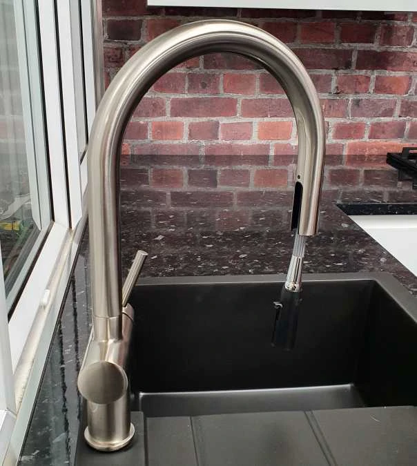 Rievaulx Brushed Nickel Pull Out Kitchen Sink Mixer Tap 4 Rievaulx Brushed Nickel Pull Out Kitchen Sink Mixer Tap - Image 4