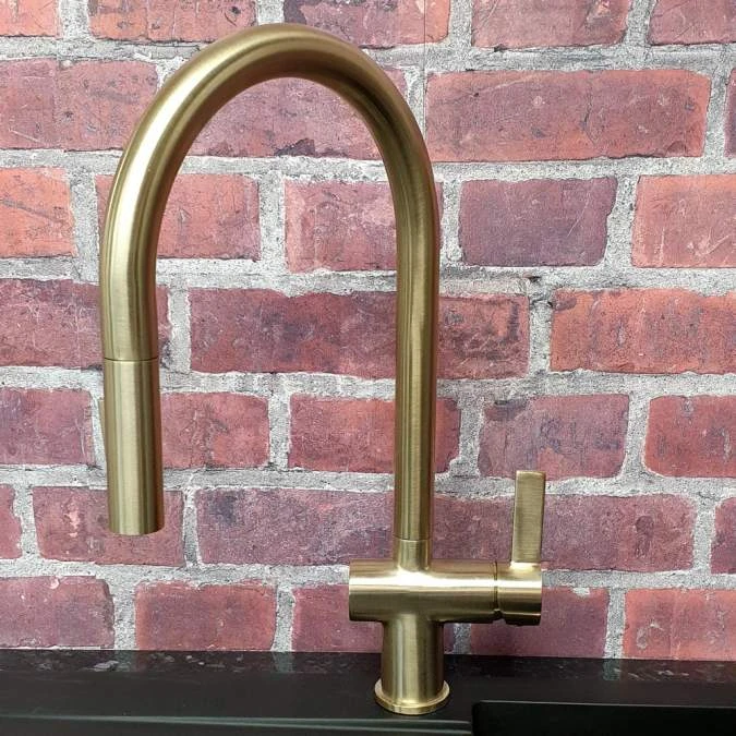 Mayhill Brushed Brass Single Lever Pull Out Kitchen Tap - Tailored 3 Mayhill Brushed Brass Single Lever Pull Out Kitchen Tap - Tailored - Image 3