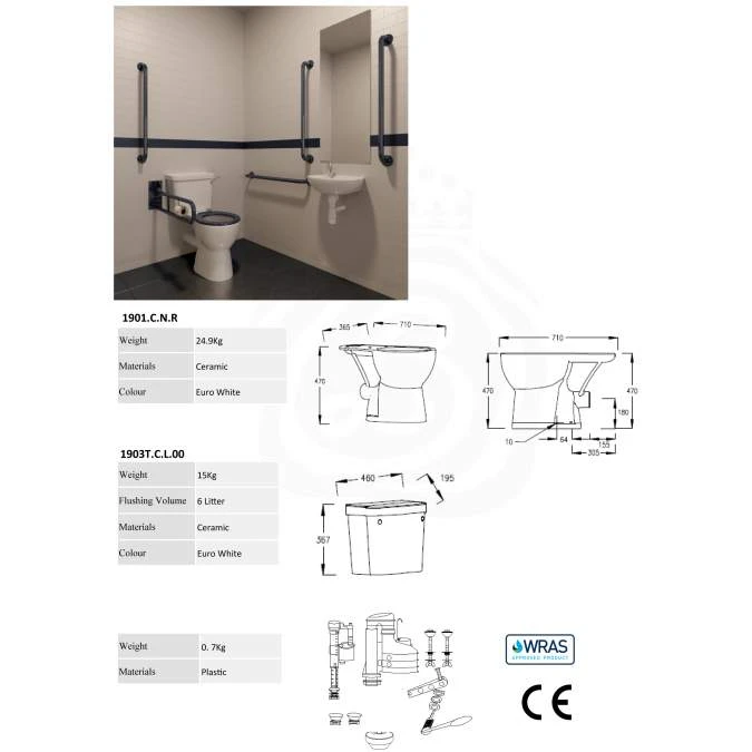 Arley Doc M Pack - Disabled Bathroom High Toilet, Basin And Blue Grab Rails 5 Arley Doc M Pack - Disabled Bathroom High Toilet, Basin And Blue Grab Rails - Image 5