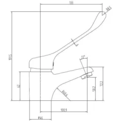 SLR Basin Mixer - Long Lever - Highlife Bathrooms -Roman Sales 44412 tech 1