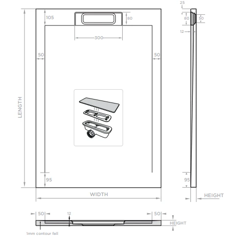 Giorgio Lux Grey Slate Effect Shower Tray - 1400 X 900 - Concealed Waste 5 Giorgio Lux Grey Slate Effect Shower Tray - 1400 X 900 - Concealed Waste - Image 5