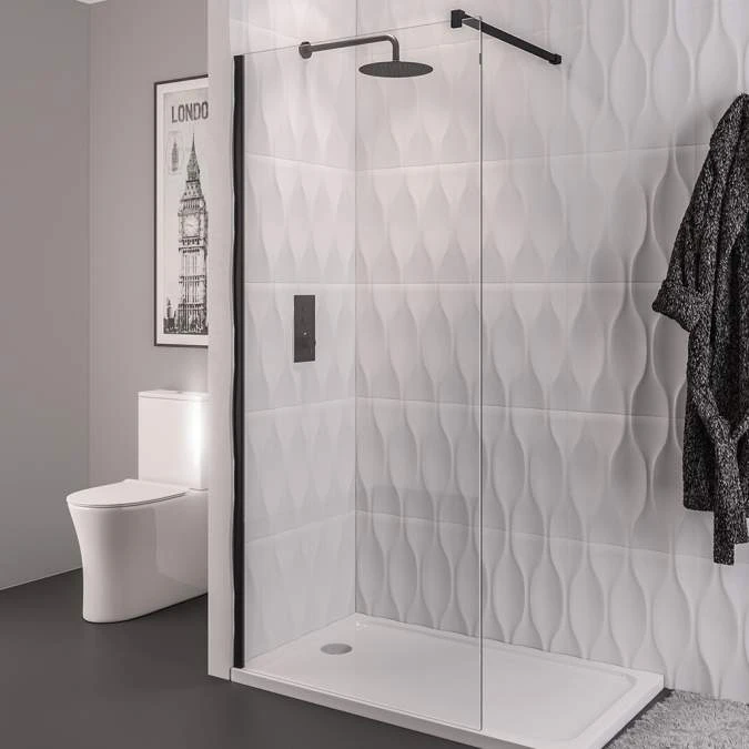 Vantage 8mm, 900mm Matt Black Walk In Shower Screen - Eastbrook 1 Vantage 8mm, 900mm Matt Black Walk In Shower Screen - Eastbrook