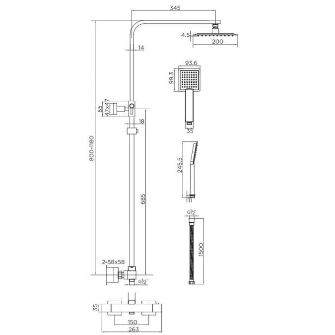 Niagara Observa Nickel Square Twin Shower Head Set 3 Niagara Observa Nickel Square Twin Shower Head Set - Image 3