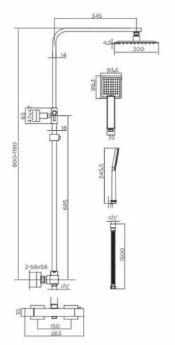 Niagara Observa Chrome Square Twin Shower Head Set 5 Niagara Observa Chrome Square Twin Shower Head Set -Roman Sales 9302BL TECH