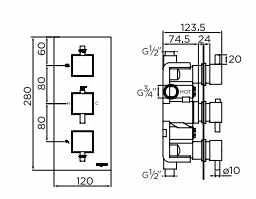 Niagara Observa Chrome Triple Concealed Shower Valve - Two Outlets 2 Niagara Observa Chrome Triple Concealed Shower Valve - Two Outlets - Image 2
