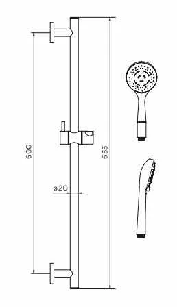 Niagara Equate Black Deluxe Round Handset Slide Rail Kit 2 Niagara Equate Black Deluxe Round Handset Slide Rail Kit - Image 2