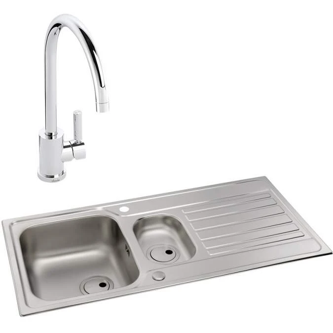 Abode Connekt 1.5 Bowl Inset Stainless Steel Kitchen Sink & Atlas Tap 1 Abode Connekt 1.5 Bowl Inset Stainless Steel Kitchen Sink & Atlas Tap