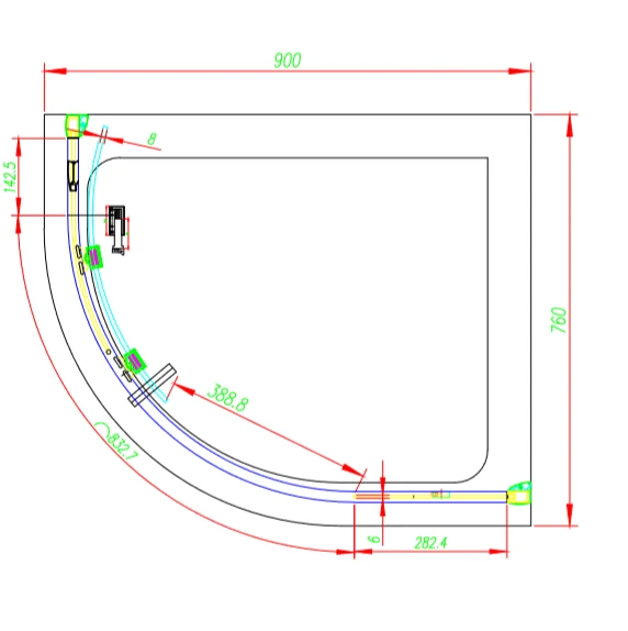Aquadart Venturi 8 900 X 760mm Single Door Quadrant Shower Enclosure 5 Aquadart Venturi 8 900 X 760mm Single Door Quadrant Shower Enclosure - Image 5
