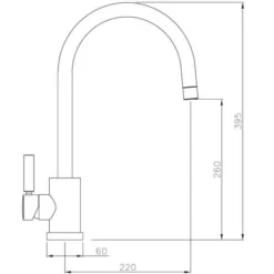 Abode Connekt 1 Bowl Inset Stainless Steel Kitchen Sink & Atlas Tap 13 Abode Connekt 1 Bowl Inset Stainless Steel Kitchen Sink & Atlas Tap -Roman Sales AT1092 Line Drawing 1