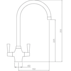 Abode Connekt 1 Bowl Inset Stainless Steel Kitchen Sink & Astral Tap 13 Abode Connekt 1 Bowl Inset Stainless Steel Kitchen Sink & Astral Tap -Roman Sales AT1156 Line Drawing 1