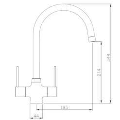 Abode Connekt 1 Bowl Inset Stainless Steel Kitchen Sink & Nexa Tap -Roman Sales AT1222 Line Drawing 1