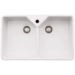 Abode Provincial Large 2 Bowl Undermount Kitchen Sink - White