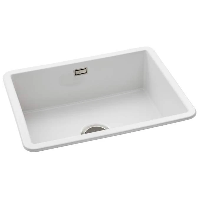 Abode Sandon Large 1 Bowl Ceramic Undermount / Inset Kitchen Sink - White 2 Abode Sandon Large 1 Bowl Ceramic Undermount / Inset Kitchen Sink - White - Image 2