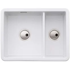 Abode Sandon 1.5 Bowl Ceramic Undermount / Inset Kitchen Sink - White