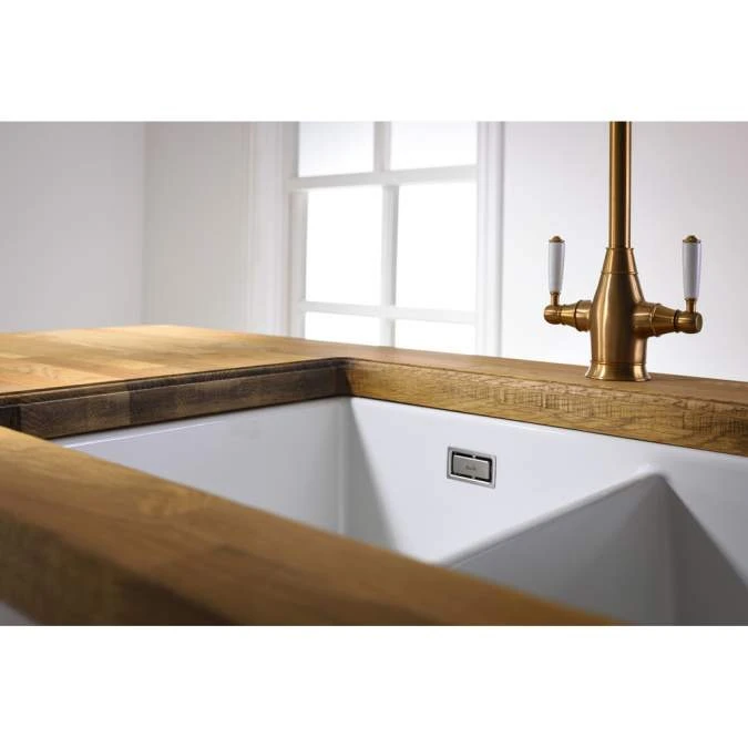 Abode Sandon 1.5 Bowl Ceramic Undermount / Inset Kitchen Sink - White 3 Abode Sandon 1.5 Bowl Ceramic Undermount / Inset Kitchen Sink - White - Image 3