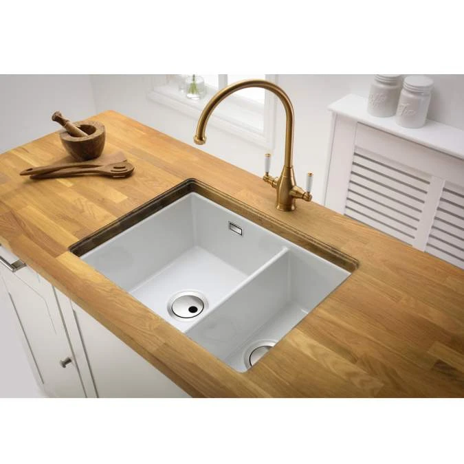 Abode Sandon 1.5 Bowl Ceramic Undermount / Inset Kitchen Sink - White 5 Abode Sandon 1.5 Bowl Ceramic Undermount / Inset Kitchen Sink - White - Image 5