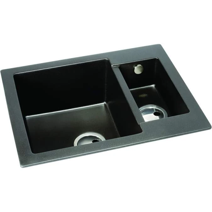 Abode Zero 1.5 Bowl Granite Inset Kitchen Sink - Black Metallic 2 Abode Zero 1.5 Bowl Granite Inset Kitchen Sink - Black Metallic - Image 2