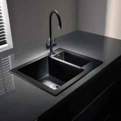 Abode Zero 1.5 Bowl Granite Inset Kitchen Sink - Black Metallic 6 Abode Zero 1.5 Bowl Granite Inset Kitchen Sink - Black Metallic -Roman Sales AW3005 Lifestyle