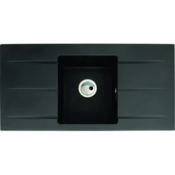 Abode Zero 1 Bowl & Double Drainer Granite Inset Sink - Black Metallic