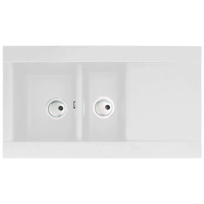 Abode Aspekt 1.5 Bowl & Drainer Granite Inset Kitchen Sink - White 1 Abode Aspekt 1.5 Bowl & Drainer Granite Inset Kitchen Sink - White