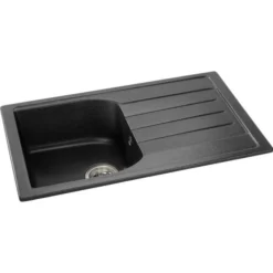 Abode Oriel 1 Bowl Inset Black Granite Kitchen Sink & Nexa Tap Pack -Roman Sales AW3112 CO2 3