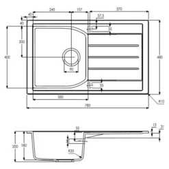Abode Oriel 1 Bowl Inset Black Granite Kitchen Sink & Atlas Tap Pack 14 Abode Oriel 1 Bowl Inset Black Granite Kitchen Sink & Atlas Tap Pack -Roman Sales AW3112 LD 2