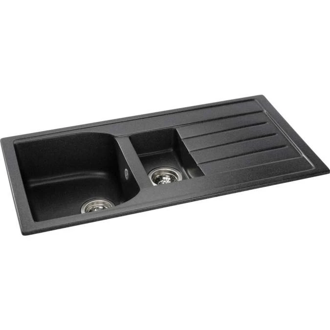 Abode Oriel 1.5 Bowl Inset Black Granite Kitchen Sink & Atlas Tap Pack 4 Abode Oriel 1.5 Bowl Inset Black Granite Kitchen Sink & Atlas Tap Pack - Image 4