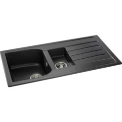 Abode Oriel 1.5 Bowl Inset Black Granite Kitchen Sink & Specto Tap Pack -Roman Sales AW3113 CO2 4