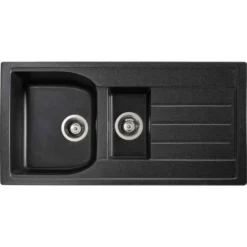 Abode Oriel 1.5 Bowl Inset Black Granite Kitchen Sink & Atlas Tap Pack 10 Abode Oriel 1.5 Bowl Inset Black Granite Kitchen Sink & Atlas Tap Pack -Roman Sales AW3113 CO 2