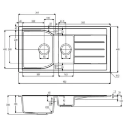 Abode Oriel 1.5 Bowl Inset Black Granite Kitchen Sink & Specto Tap Pack -Roman Sales AW3113 LD 4