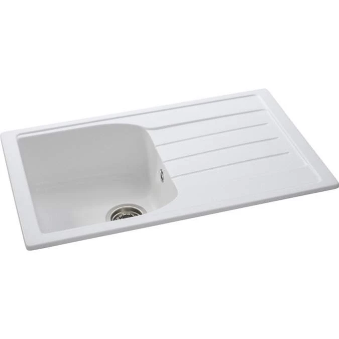 Abode Oriel 1 Bowl & Drainer Granite Inset Kitchen Sink - White 2 Abode Oriel 1 Bowl & Drainer Granite Inset Kitchen Sink - White - Image 2
