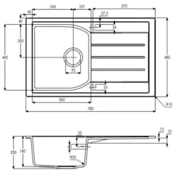 Abode Oriel 1 Bowl & Drainer Granite Inset Kitchen Sink - White 5 Abode Oriel 1 Bowl & Drainer Granite Inset Kitchen Sink - White -Roman Sales AW3114 LD