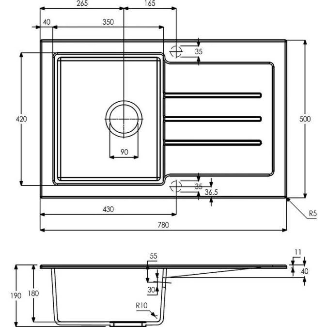 Abode Xcite 1 Bowl & Drainer Granite Inset Kitchen Sink - Frost White 3 Abode Xcite 1 Bowl & Drainer Granite Inset Kitchen Sink - Frost White - Image 3