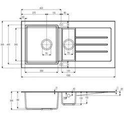 Abode Xcite 1.5 Bowl & Drainer Granite Inset Kitchen Sink - Frost White 7 Abode Xcite 1.5 Bowl & Drainer Granite Inset Kitchen Sink - Frost White -Roman Sales AW3121 LD