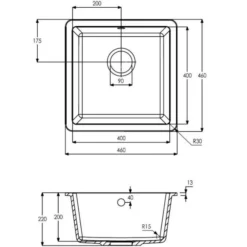 Abode Matrix Square GR15 1 Bowl Granite Inset / Undermount Kitchen Sink - White 5 Abode Matrix Square GR15 1 Bowl Granite Inset / Undermount Kitchen Sink - White -Roman Sales AW3124 LD 1