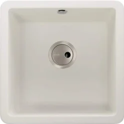 Abode Matrix Square GR15 1 Bowl Granite Inset / Undermount Kitchen Sink - White