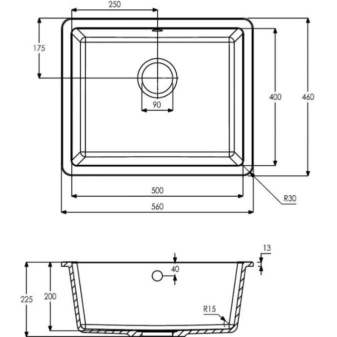 Abode Matrix Square GR15 Large 1 Bowl Granite Inset / Undermount Kitchen Sink - White 3 Abode Matrix Square GR15 Large 1 Bowl Granite Inset / Undermount Kitchen Sink - White - Image 3