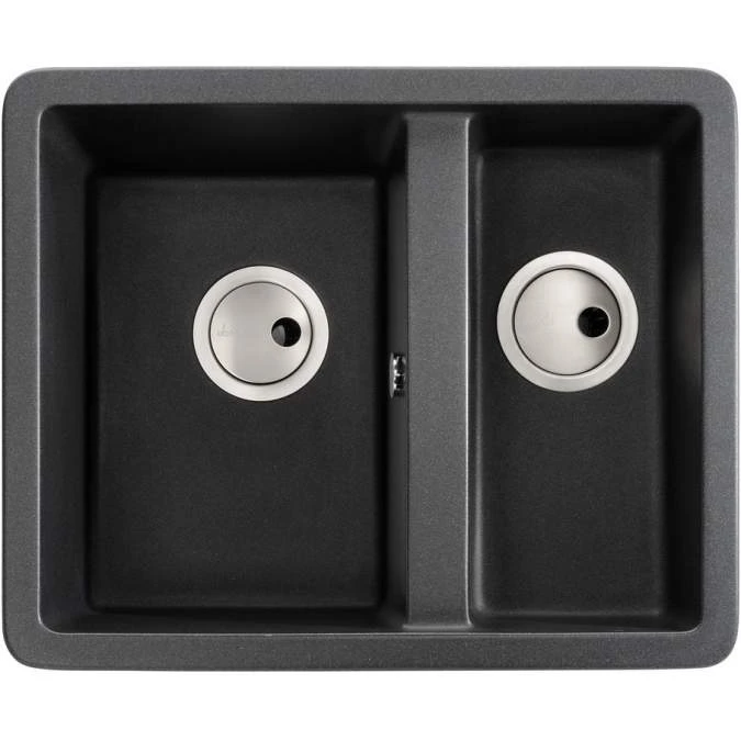 Abode Matrix Square GR15 1.5 Bowl Granite Inset / Undermount Kitchen Sink - Black Metallic 1 Abode Matrix Square GR15 1.5 Bowl Granite Inset / Undermount Kitchen Sink - Black Metallic