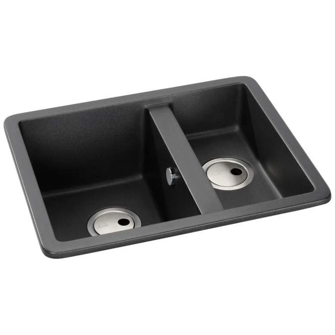 Abode Matrix Square GR15 1.5 Bowl Granite Inset / Undermount Kitchen Sink - Black Metallic 2 Abode Matrix Square GR15 1.5 Bowl Granite Inset / Undermount Kitchen Sink - Black Metallic - Image 2