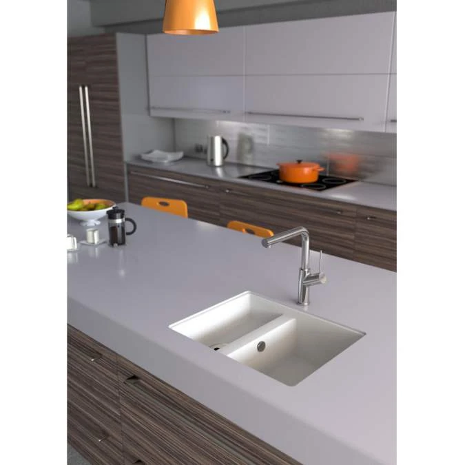 Abode Matrix Square GR15 1.5 Bowl Granite Inset / Undermount Kitchen Sink - White 3 Abode Matrix Square GR15 1.5 Bowl Granite Inset / Undermount Kitchen Sink - White - Image 3