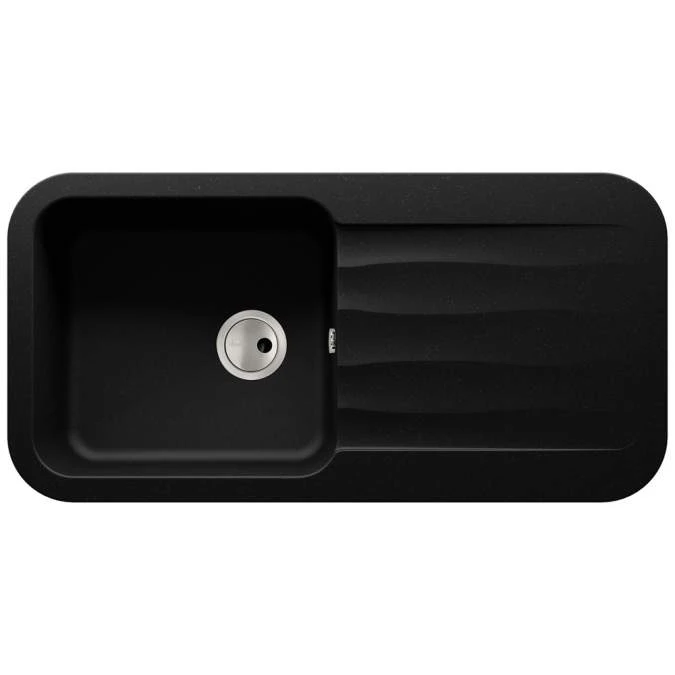 Abode Dune 1 Bowl & Drainer Granite Inset Sink - Black 1 Abode Dune 1 Bowl & Drainer Granite Inset Sink - Black