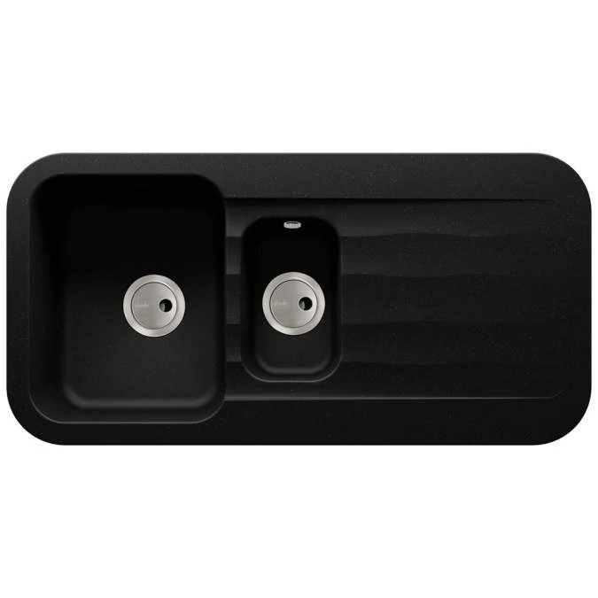 Abode Dune 1.5 Bowl & Drainer Granite Inset Kitchen Sink - Black 1 Abode Dune 1.5 Bowl & Drainer Granite Inset Kitchen Sink - Black