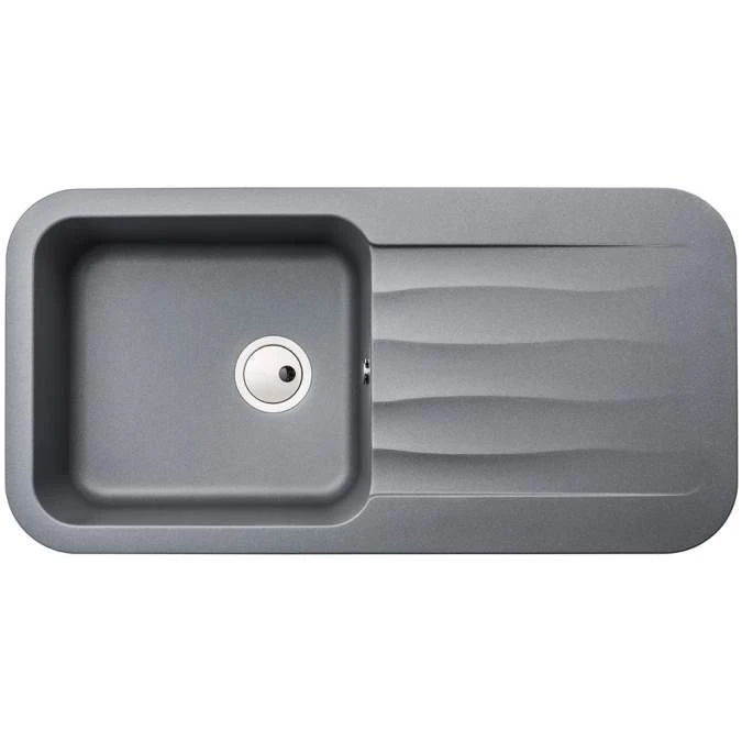 Abode Dune 1 Bowl & Drainer Granite Inset Sink - Grey Metallic 1 Abode Dune 1 Bowl & Drainer Granite Inset Sink - Grey Metallic